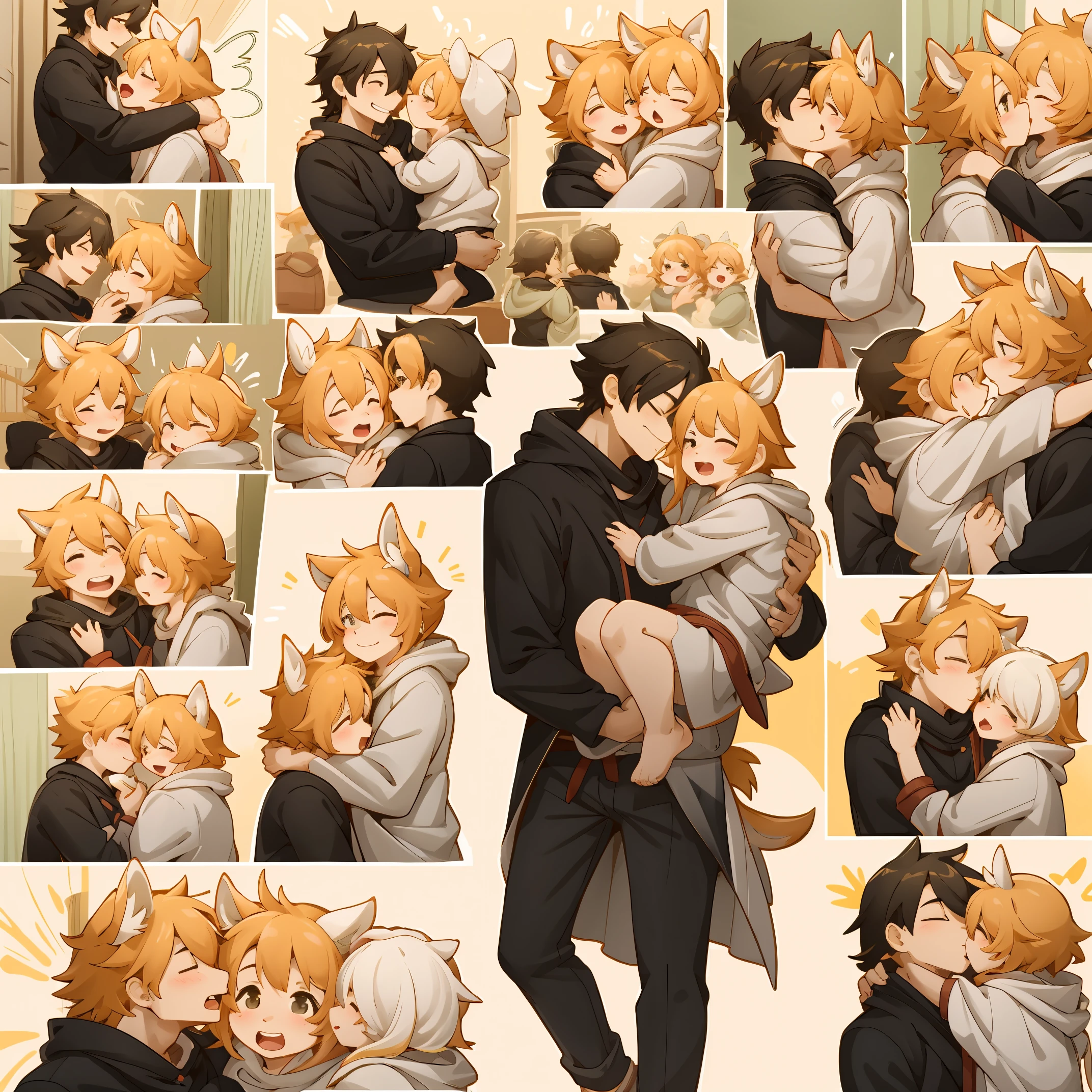 highres, unparalleled masterpiece, absurdres, love story of human Children girls and large animals, Height difference, Physical difference, perfect anatomy, smile, joyful, play with, Princess carry, piggyback, assorted poses, hugs, smile, happy, assorted angles, assorted facial expression, full body,