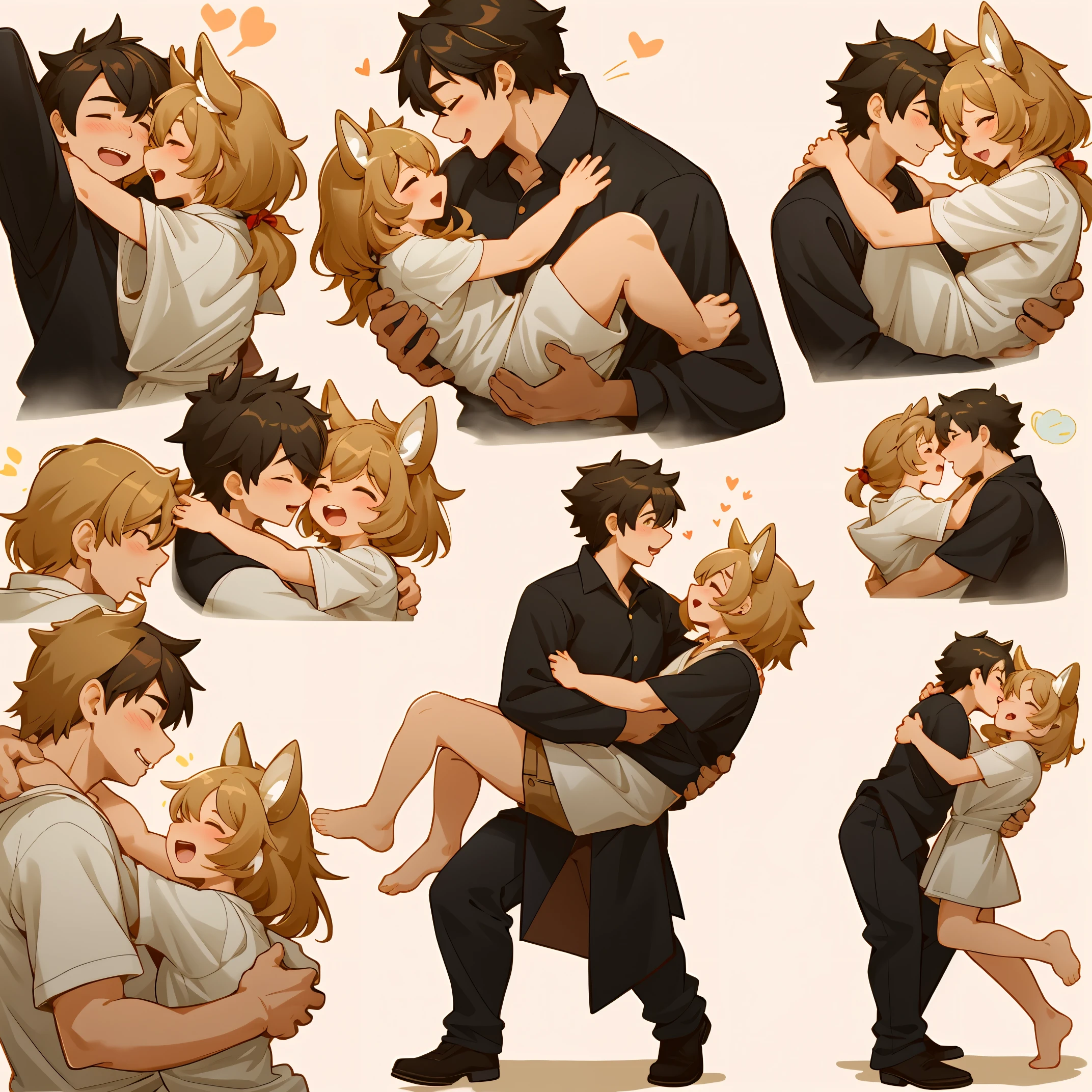 highres, unparalleled masterpiece, absurdres, love story of human Children girls and large animals, Height difference, Physical difference, perfect ???????, smile, joyful, play with, Princess carry, piggyback, assorted poses, hugs, smile, happy, assorted angles, assorted facial expression, full body,