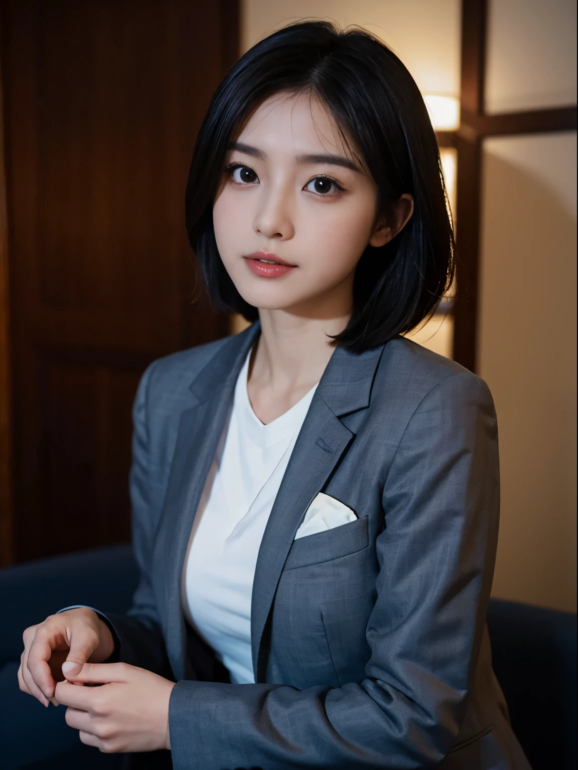 s Office、Portrait of a woman in a business suit, top-quality、hyper HD、奈良美智, Japanese Models, Beautiful Japan Girl, With short hair, 27yo女性モデル, 4 k ], 4K], 27yo, sakimichan, sakimichan