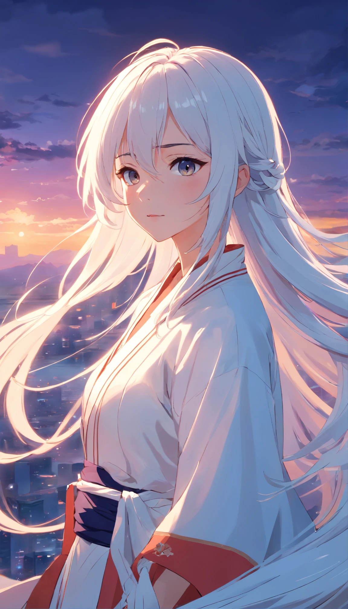 Long white hair,The clothes ar,Chinese style,444 Hz, The beautiful, Thrilling, The is very detailed, 8K, Using the, Made, ultra real photo, scenecy