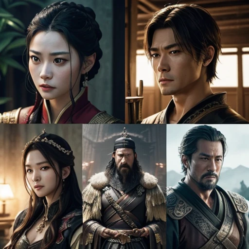 three kingdom、multiple warlords、top-quality、masterpiece、超A high resolution、(Photorealsitic:1.4)、movie trailer style