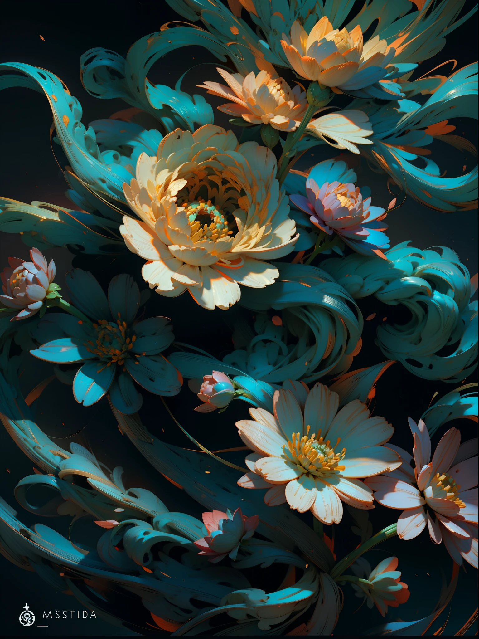 offcial art,统一 8k 壁纸,Ultra-detailded,Beauty and aesthetatifull,masterpaintings,the best quality,(zentangle,a Mandala,Tangles,entangled),( of flower:1.2)dynamic angle,cowboyshot,The most beautiful form of chaos,elegantly,,vividcolor,romanticism lain,atmoshperic,High-end on grade,respectable,European pattern,Metallic,solid,Clear lines,Gold trimmed,3D,C4D,Pattern,Flower diagram,Metal engraving,solid
