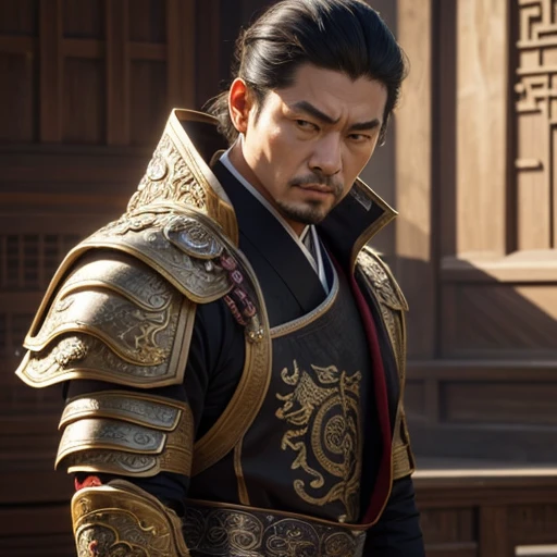 Oriental、man in ancient chinese armor、ancient chinese hairstyle man、three kingdom、multiple warlords、top-quality、masterpiece、超A high resolution、(Photorealsitic:1.4)、Cinematic poster