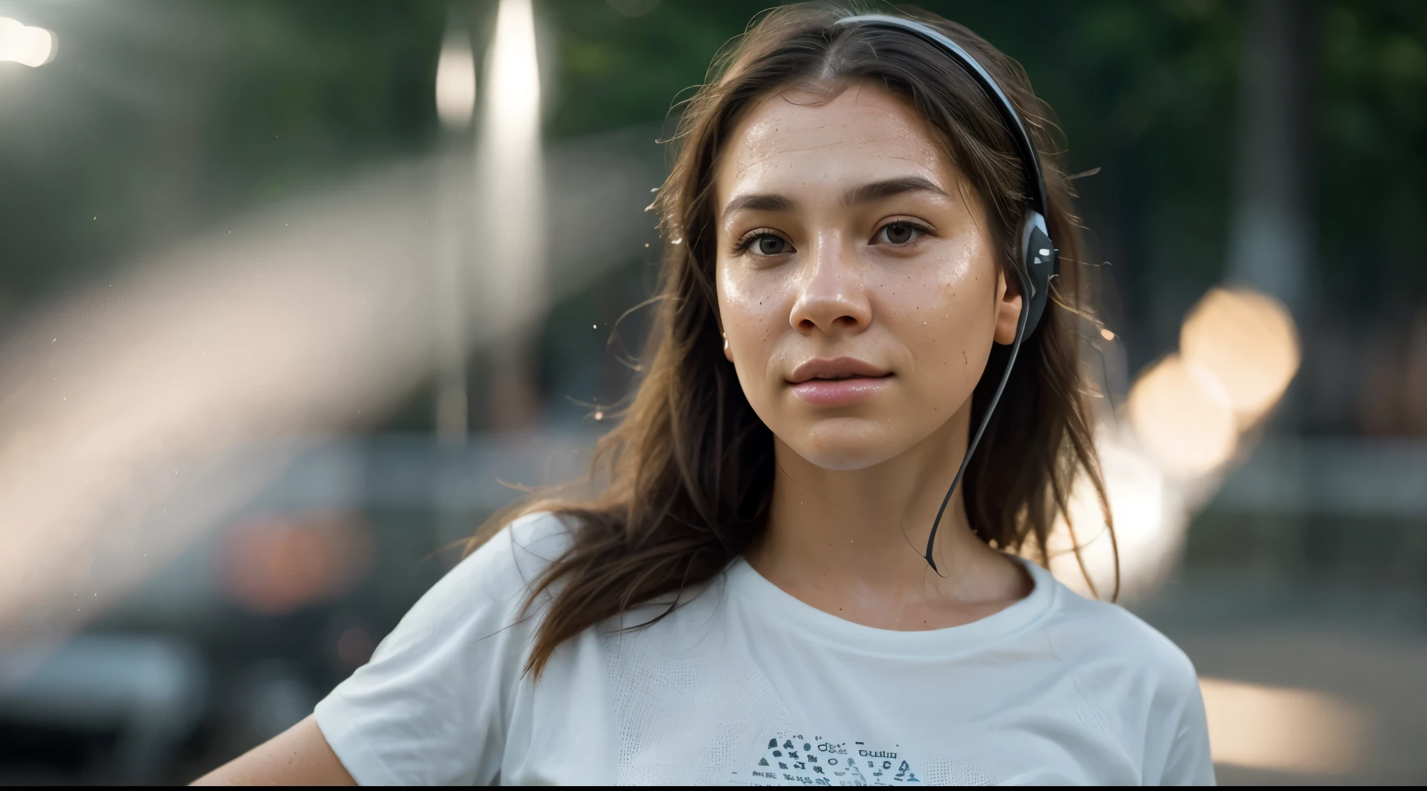 dressed, (photo realistic:1.4), (hyper realistic:1.4), (realistic:1.3), (smoother lighting:1.05), (increase cinematic lighting quality:0.9), 32K, 1girl,20yo girl, hearing music with headphones, realistic lighting, backlighting, light on face, ray trace, (brightening light:1.2), (Increase quality:1.4), (best quality real texture skin:1.4), finely detailed eyes, finely detailed face, finely quality eyes, (tired and sleepy and satisfied:0.0), face closeup, t-shirts, (Increase body line mood:1.1), (Increase skin texture beauty:1.1)