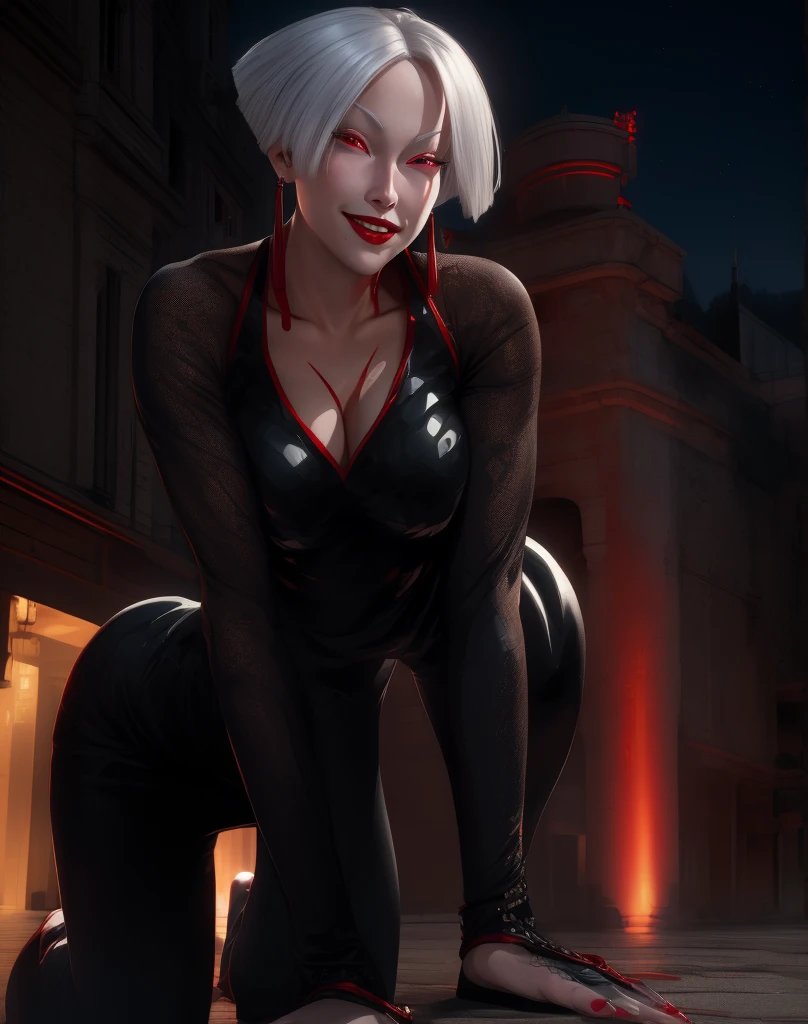 Harley Quinn, completely naked, nude, small breast, tight bust, slim athletic body, vagina, labia, round ass, cemetary in background, night sky, full moon, helloween theme, candles in background, cartoon art style 