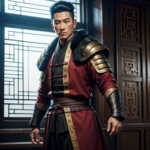 Oriental、man in ancient chinese armor、ancient chinese hairstyle man、three kingdom、multiple warlords、top-quality、masterpiece、超A high resolution、(Photorealsitic:1.4)、Cinematic poster