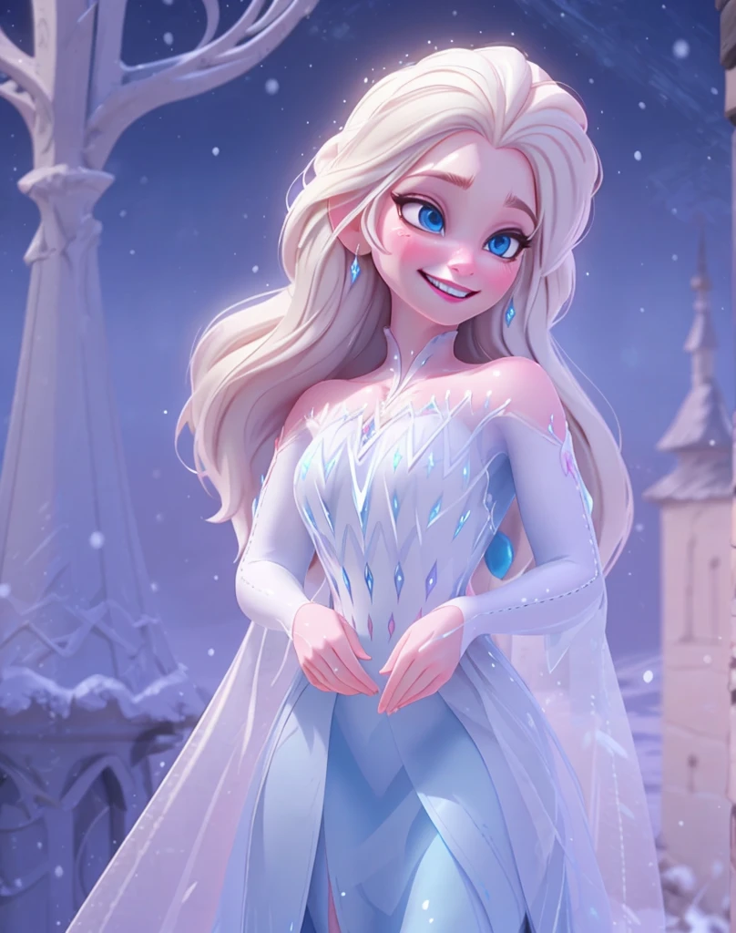 smiling, high detail, cinematic light, (masterpiece)  snow_queen_elsa