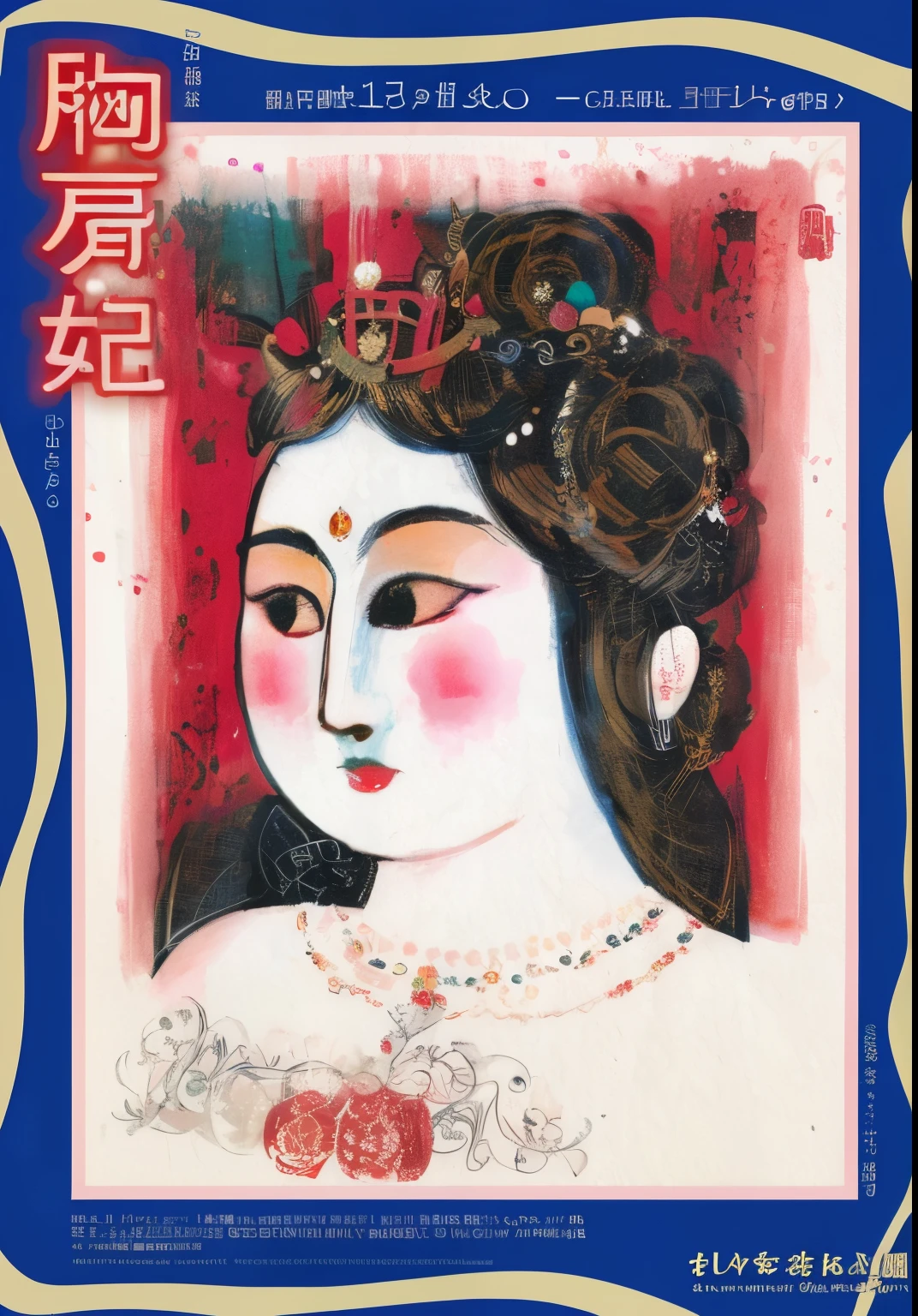 Goddess print by Shiko Munakata、Changed to modern women's clothing and hairstyle without changing painting style、White background、Simple semi-long hairstyle
