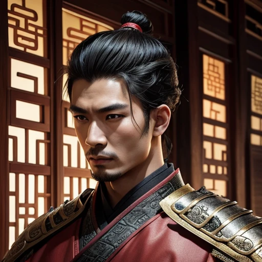 Oriental、man in ancient chinese armor、ancient chinese hairstyle man、three kingdom、multiple warlords、top-quality、masterpiece、超A high resolution、(Photorealsitic:1.4)、Cinematic poster