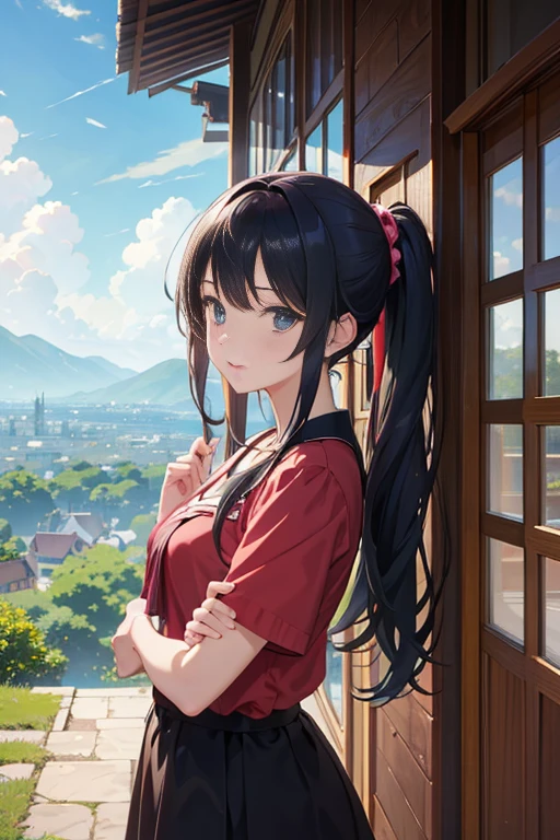 (best quality,4k,8k,highres,masterpiece:1.2), ultra-detailed, (realistic,photorealistic,photo-realistic:1.37), vibrant colors, anime-style village scene, beautiful anime scenery, beautiful anime scenery with vibrant colors, anime landscape art, peaceful anime scenery, picturesque anime village, colorful anime movie background, anime scenery concept art, anime background, distant village background, main visual of anime background, anime scenery wallpaper, anime movie background