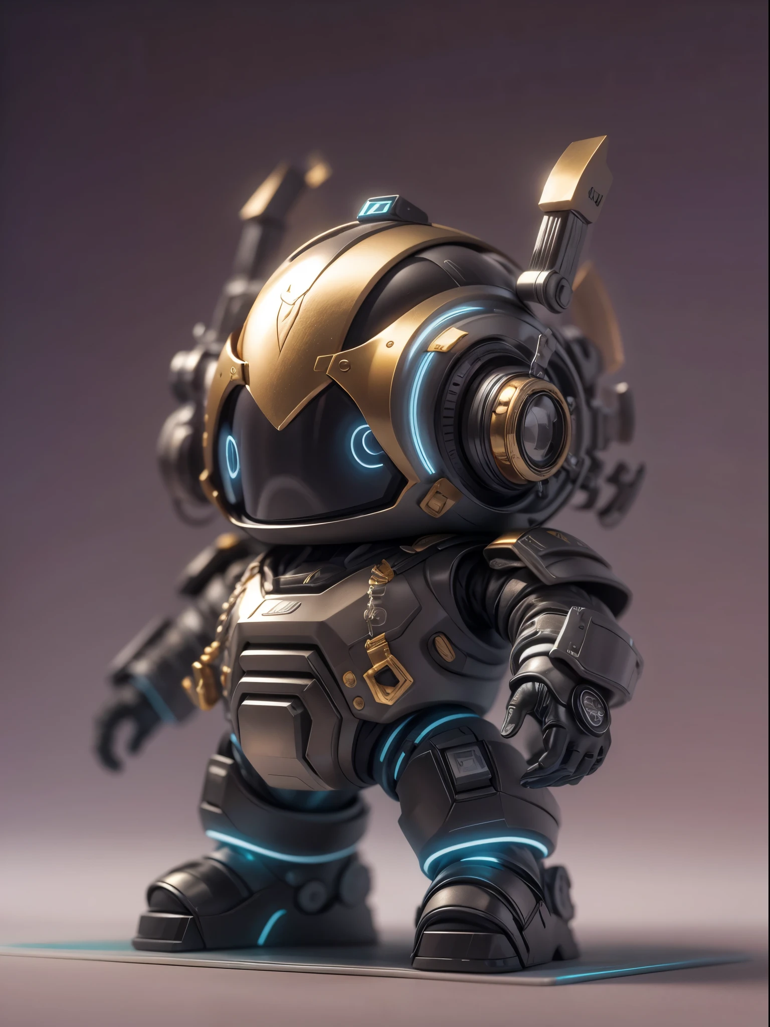 (Blind box toy style:1.2), (Full body shot) , 1 cute fat metal male engineer, Metal mech，Metal opaque helmet, cyber punk perssonage, dreamy glow, Clean, Black draft,white and black style， ( Global illumination, Ray traching, hdr, unreal render,reasonable design, high detal, Masterpiece, Best quality, hyper HD, Cinematic lighting)，Purple metal，Gold line stroke