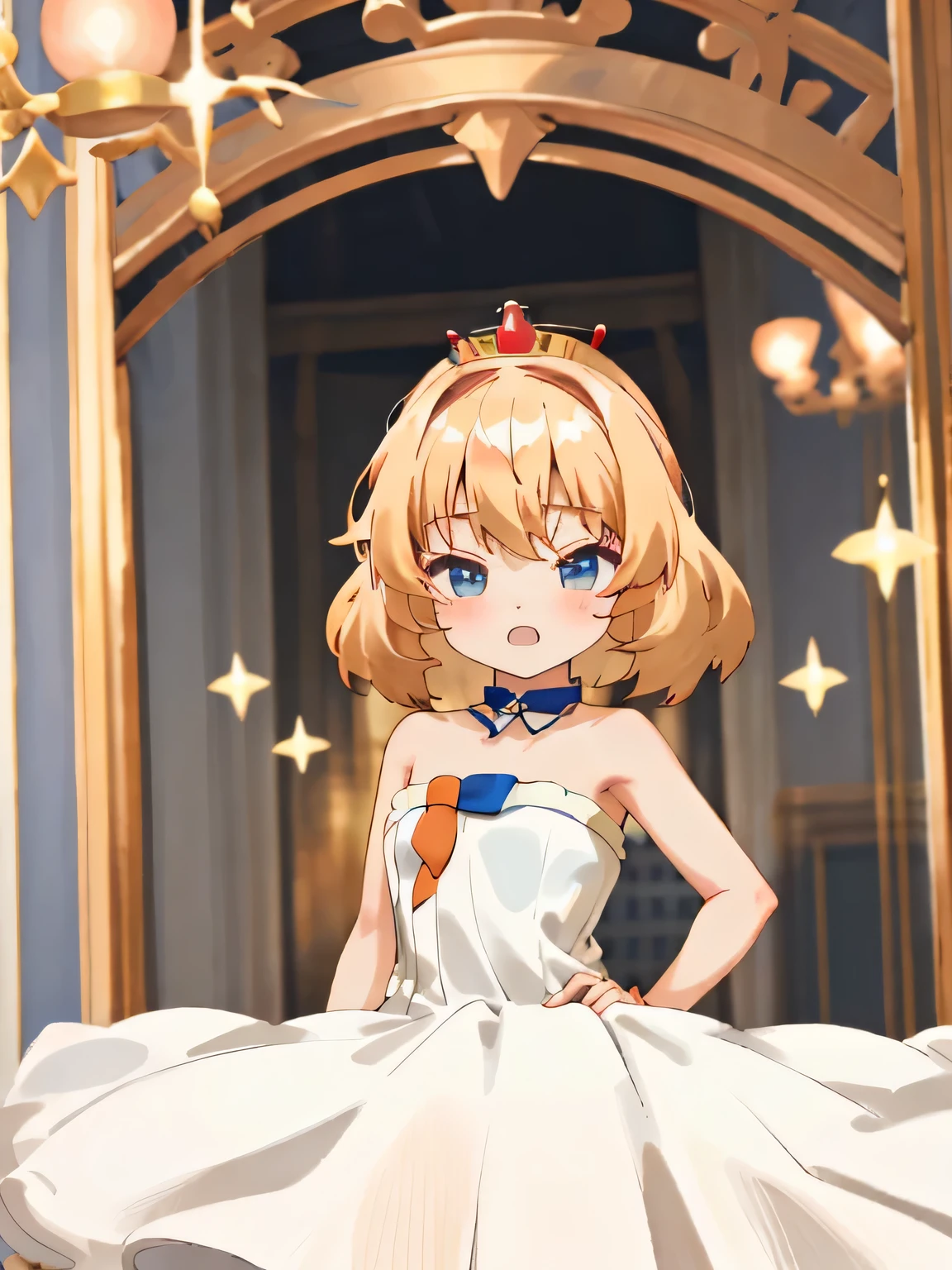 solo girl nude、childish、flaxen hair、the royal palace