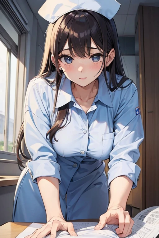 Beautuful Women、Neat face、nurse、Nurse's Cap、hospitals、leaning down