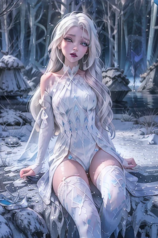 (full figure:1.5), realistic, realism, photorealism, photo-realistic, high contrast, (photorealistic:1.4), 8k high definition detailed realistic, (best quality, masterpiece:1.2), NSFW, photon mapping, radiosity, physically-based rendering, best quality, highly detailed,1girl, felsa, white hair, blue eyes, single braid, hair over shoulder, full body, blue dress, snow, blue theme, (ahegao:1.5), (rolling eyes:1.5), white knee high socks