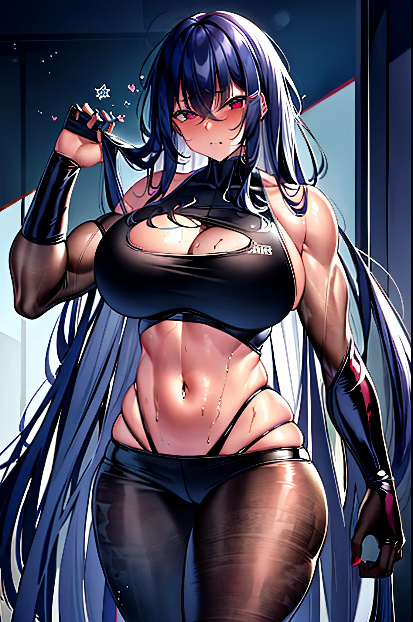 Dark skin, prisoner, ((super muscle girl)), body builder