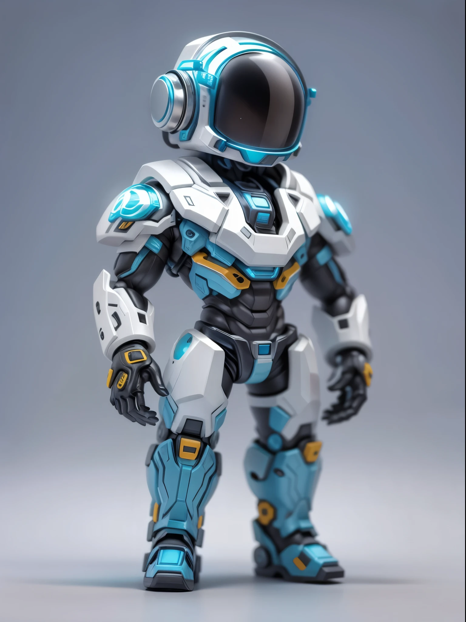 (Blind box toy style:1.2), (Full body shot) , 1 cute fat metal male engineer, Metal mech,Metal opaque helmet, cyber punk perssonage, dreamy glow, Clean, Black draft,white and black style, ( Global illumination, Ray traching, hdr, unreal render,reasonable design, high detal, Masterpiece, Best quality, hyper HD, Cinematic lighting),blue metal stroke