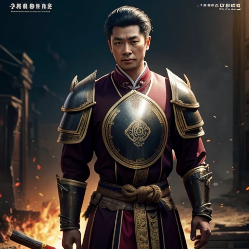 Oriental、man in ancient chinese armor、ancient chinese hairstyle man、three kingdom、multiple warlords、top-quality、masterpiece、超A high resolution、(Photorealsitic:1.4)、Cinematic poster、no background