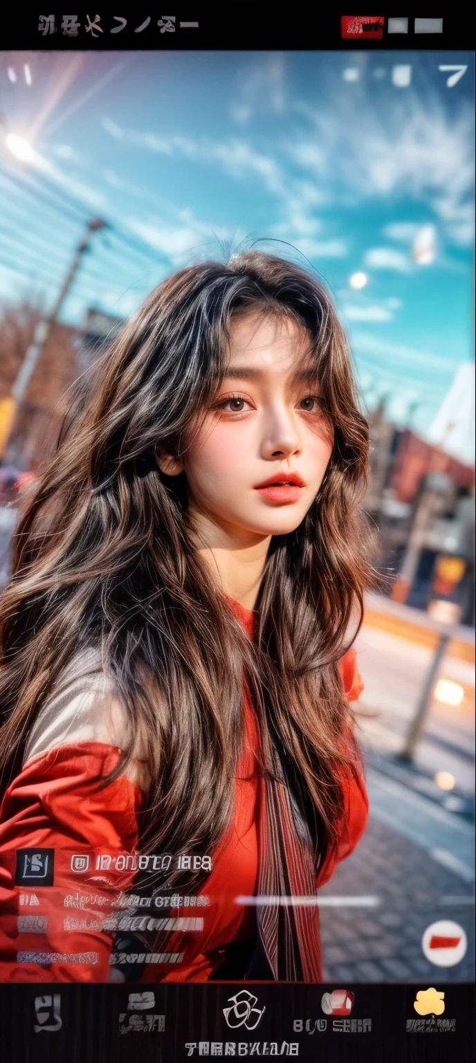 masterpiece、8K、32K、top-quality、(A detailed eye)、(A cute Japanese woman、bangss)、23years old、1 girl in、elegent、(Detailed background depiction、portlate:1.2)、(Starry sky)、moonlights、Red dress、ssmile、邪魔なbangss