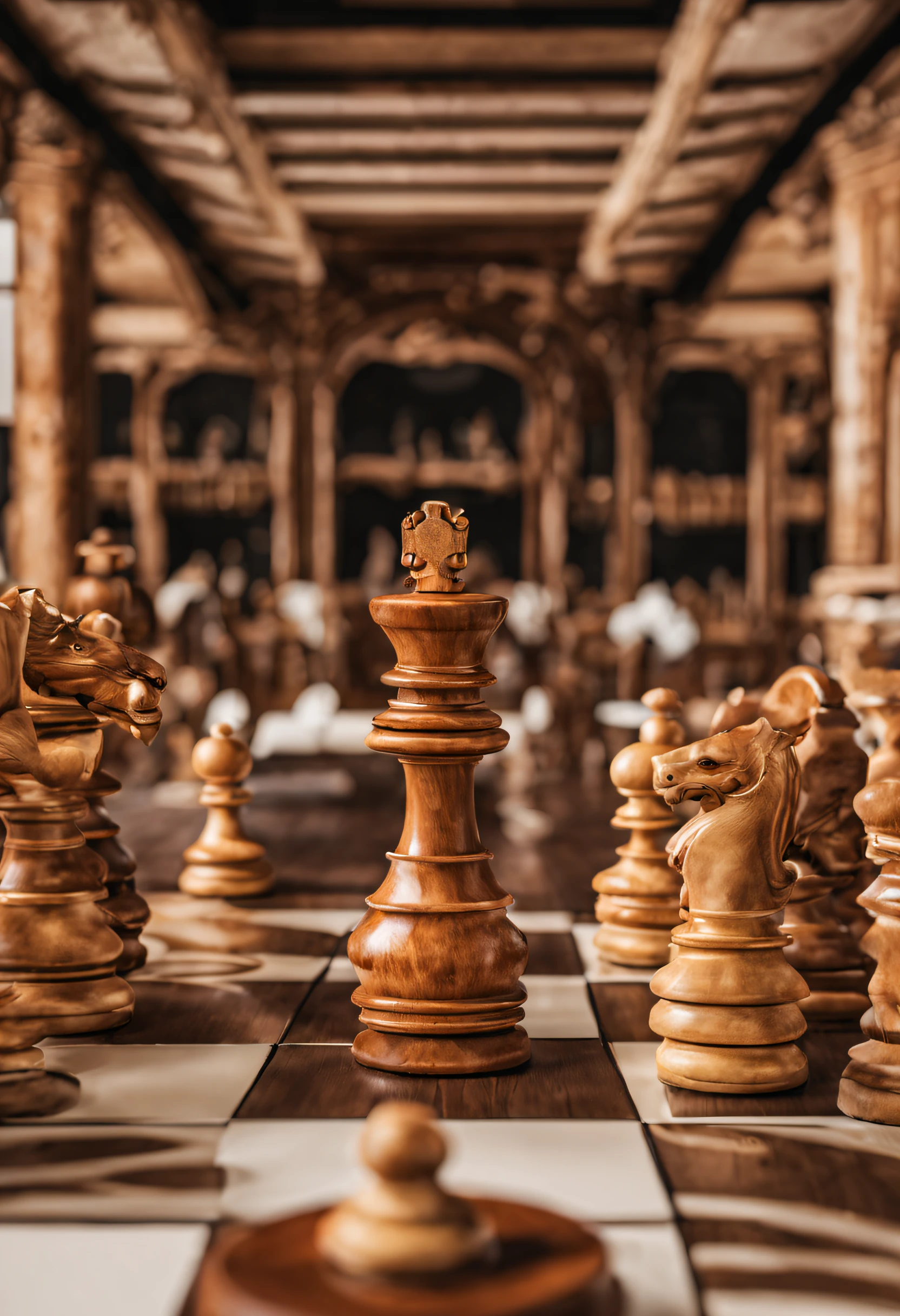 A perfectly rendered chess board, with every detail meticulously crafted to perfection.
