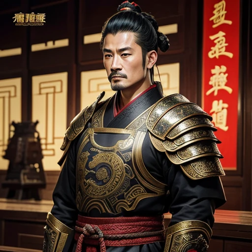 oriental、man in ancient chinese armor、ancient chinese hairstyle man、three kingdom、multiple warlords、top-quality、​masterpiece、超A high resolution、(Photorealsitic:1.4)、Cinematic poster