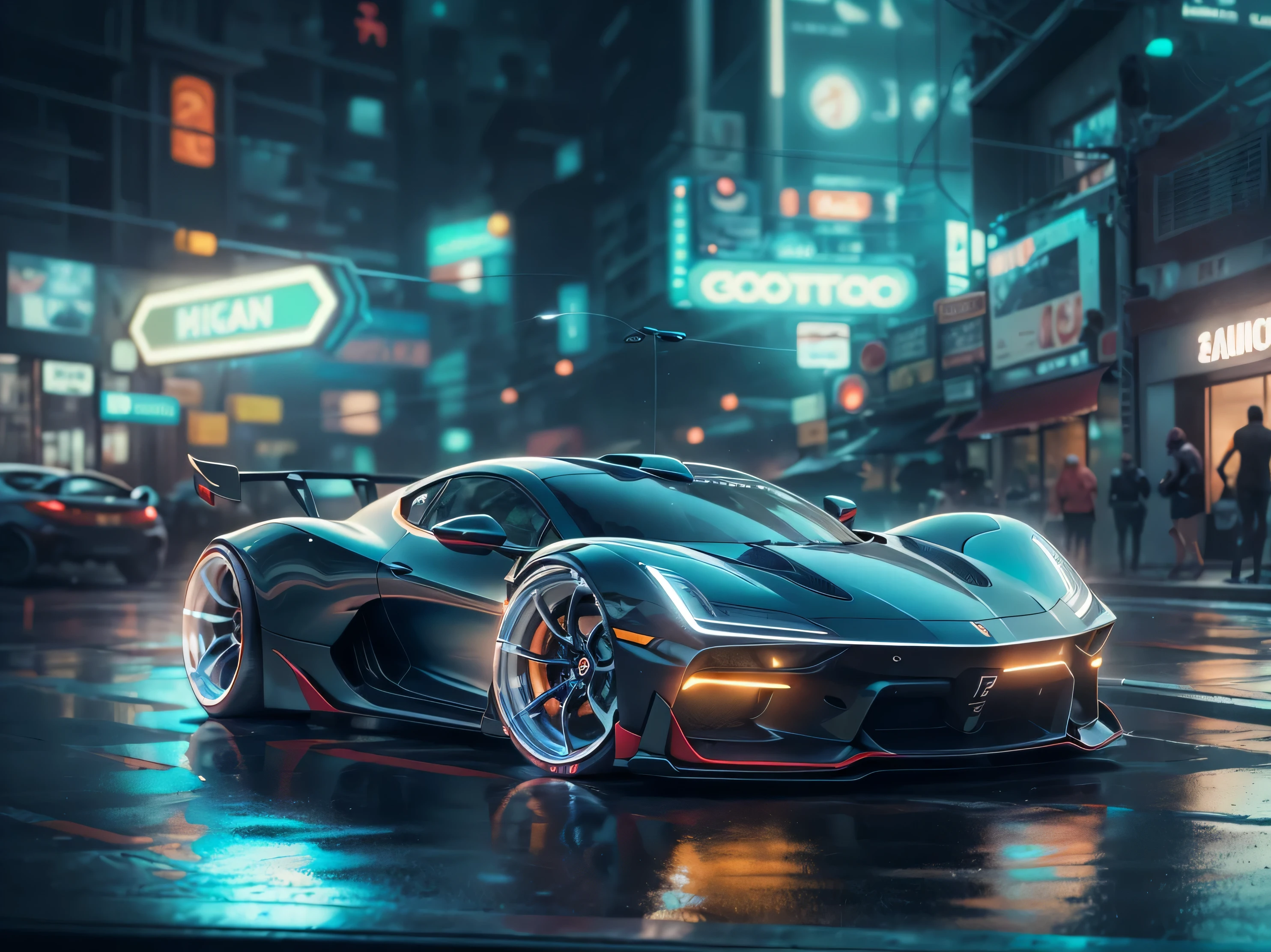 (1 transparent sports car on gorgeous city streets)，Color transparent plastic，cyber punk perssonage，industrial design，Smooth design feel，Sophisticated body structure，cleanness，(((Transparent visual impact)))，(((Brilliant neon lights)))，white backgrounid，ultra-realistic realism，hyper HD，high detal，best qualtiy，4K