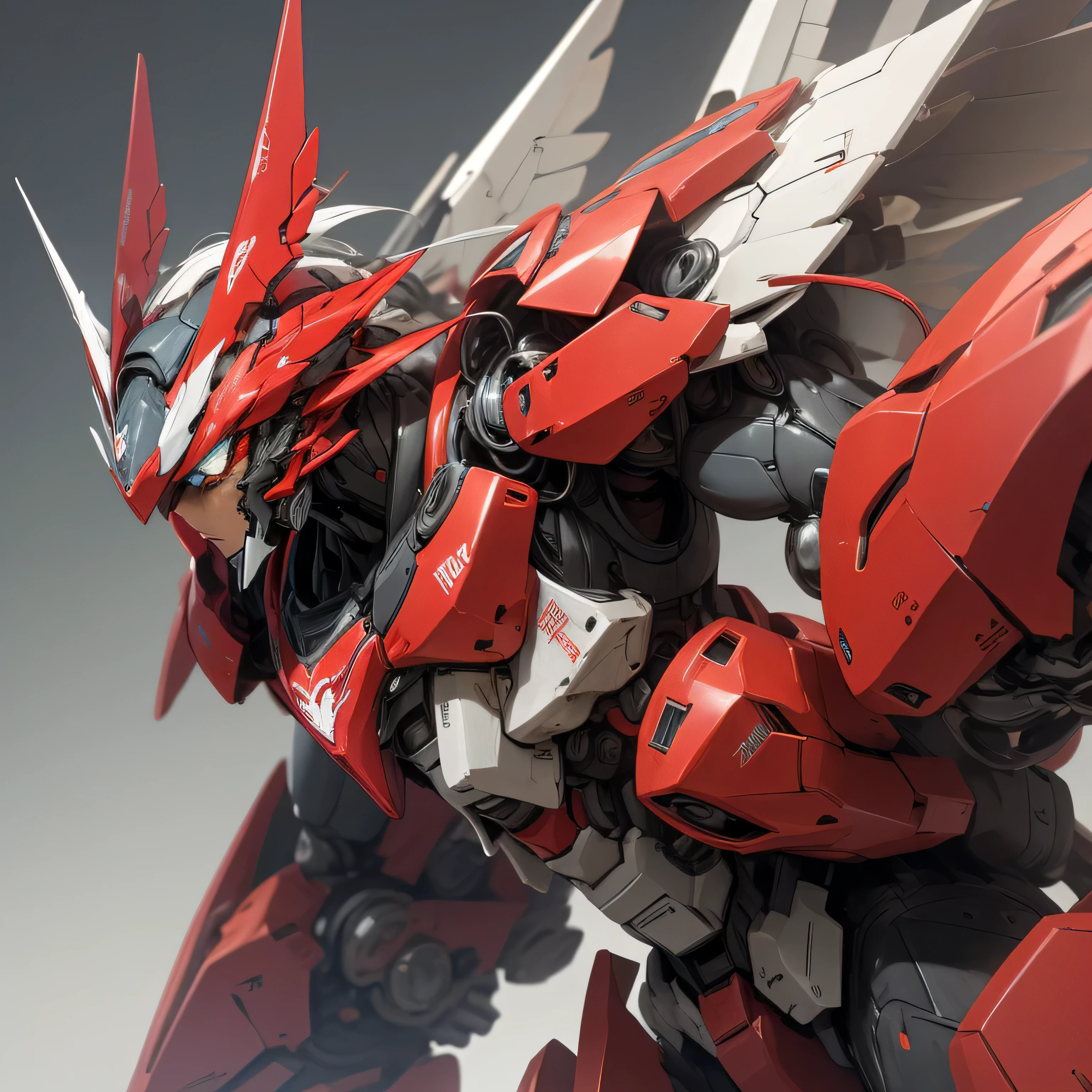 buat karakter mecha dengan tema garuda warna merah dan putih