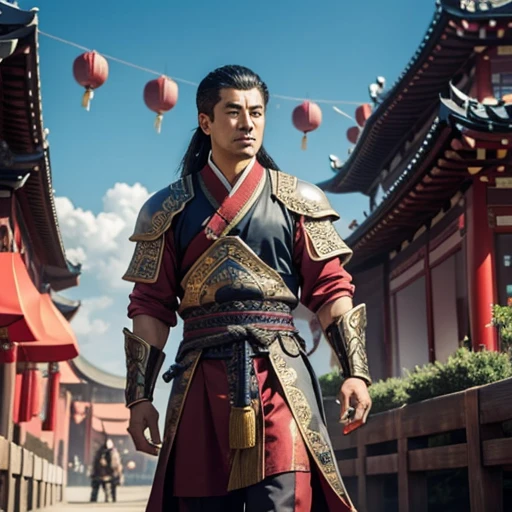oriental、man in ancient chinese armor、ancient chinese hairstyle man、three kingdom、multiple warlords、top-quality、masterpiece、超A high resolution、(Photorealsitic:1.4)、Game Posters、Supporting role introduction