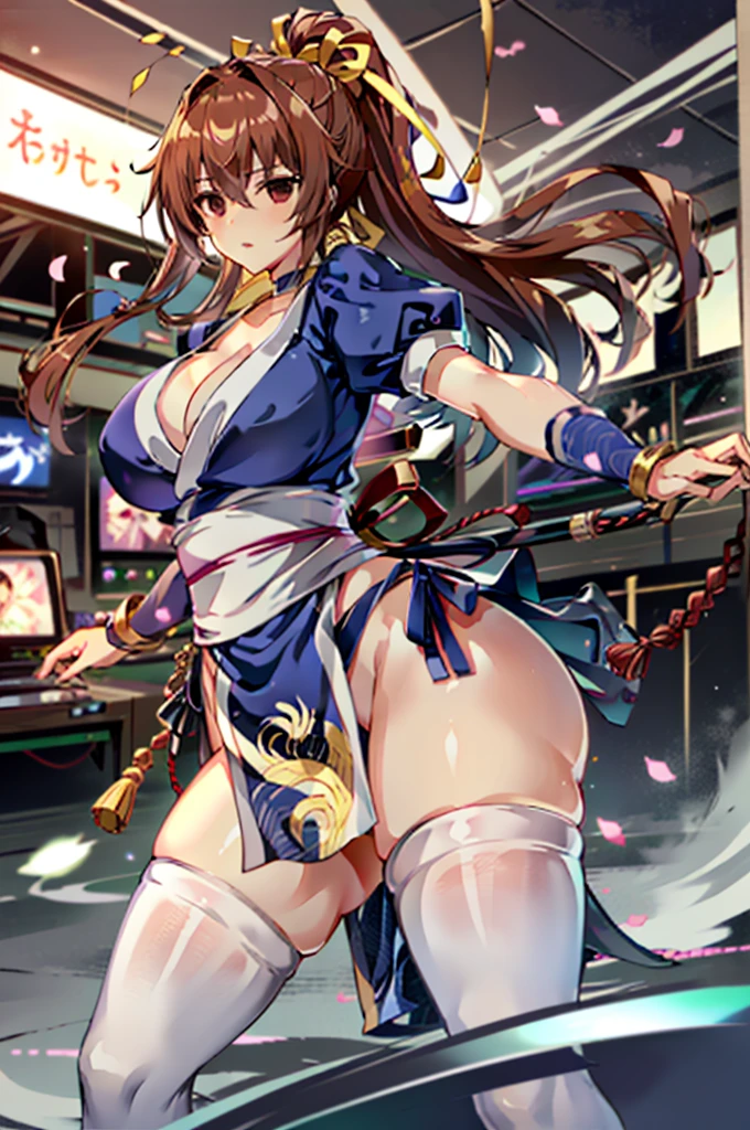 (masutepiece, Best Quality:1.3)
Kashid, 1girl in, Solo, Long hair, breasts, Looking at Viewer, Bangs, Large breasts, Brown hair, thighs thighs thighs thighs, Dress, bow ribbon, cleavage, Brown eyes, medium breasts, Underwear, Standing, Panties, ヘアーbow ribbon, braid, Short sleeves, Cowboy Shot, Puffy sleeves, 白いthighs thighs thighs thighs, Puffy Short Sleeves, Lips, sash, pelvis curtain, イエローbow ribbon, Realistic, Nose, arm guards, (Inside the futuristic base),hypnoLora,
Empty eyes