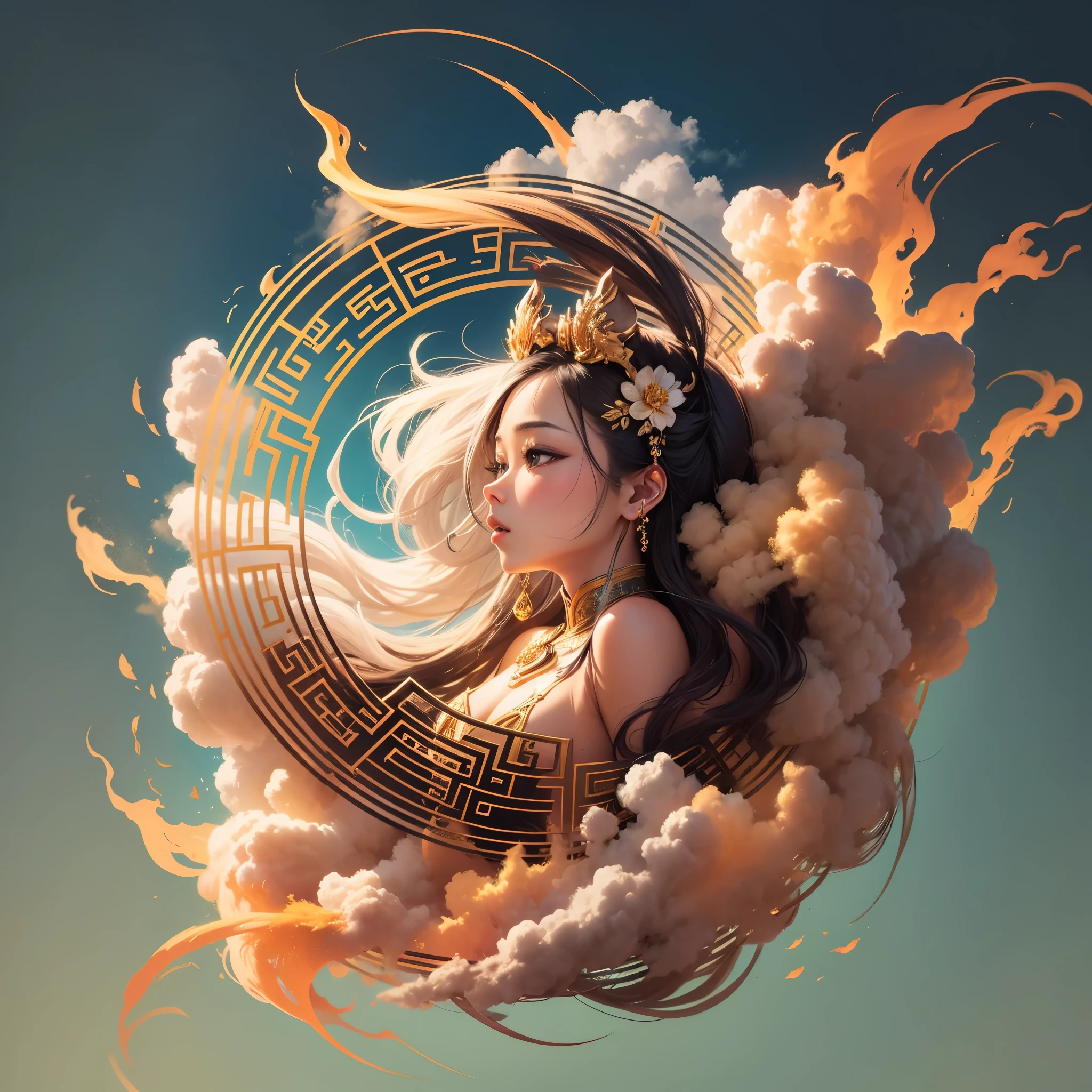 A colourful big guanyin girl, pop art, nsfw