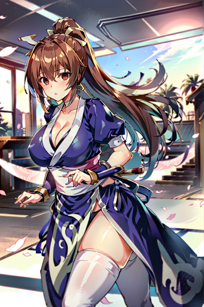 (masutepiece, Best Quality:1.3)
Kashid, 1girl in, Solo, Long hair, breasts, Looking at Viewer, Bangs, Large breasts, Brown hair, thighs thighs thighs thighs, Dress, bow ribbon, cleavage, Brown eyes, medium breasts, Underwear, Standing, Panties, ヘアーbow ribbon, braid, Short sleeves, Cowboy Shot,  Puffy sleeves, 白いthighs thighs thighs thighs, Puffy Short Sleeves, Lips, sash, pelvis curtain, イエローbow ribbon, Realistic, Nose, arm guards, (Inside the futuristic base),hypnoLora,
Empty eyes