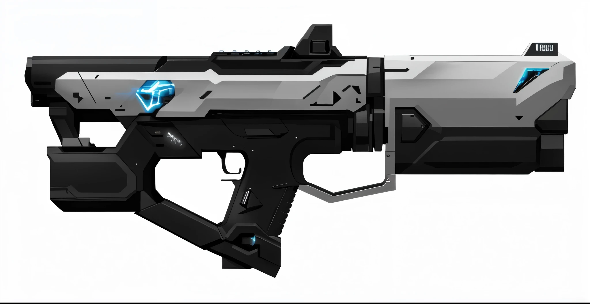Close-up of gun on black and white background, gauss, impetuous, impetuouss, futuristic weapon shotgun, futuristic attack, vibrancy, corner attack, laser, a laser, Future gun, Holding a science fiction novel, Starship Troopers, smg, oc rendered, sci - fi weapon, weapon concept art