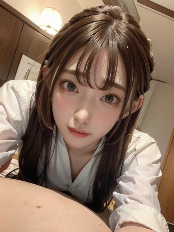 nsfw,((Best quality, 8K, Masterpiece: 1.3)), Sharp: 1.2, Perfect body beauty: 1.4, Slim abs: 1.2, ((Layered Hair Style: 1.2)), cowboy shot,Pink areola, (Wet white button long shirt: 1.1), (rain, street: 1.2), Wet: 1.5, Highly detailed face and skin texture, Detailed eyes, Double eyelids, Looking at the camera,(top-down bottom-up:1.1),
