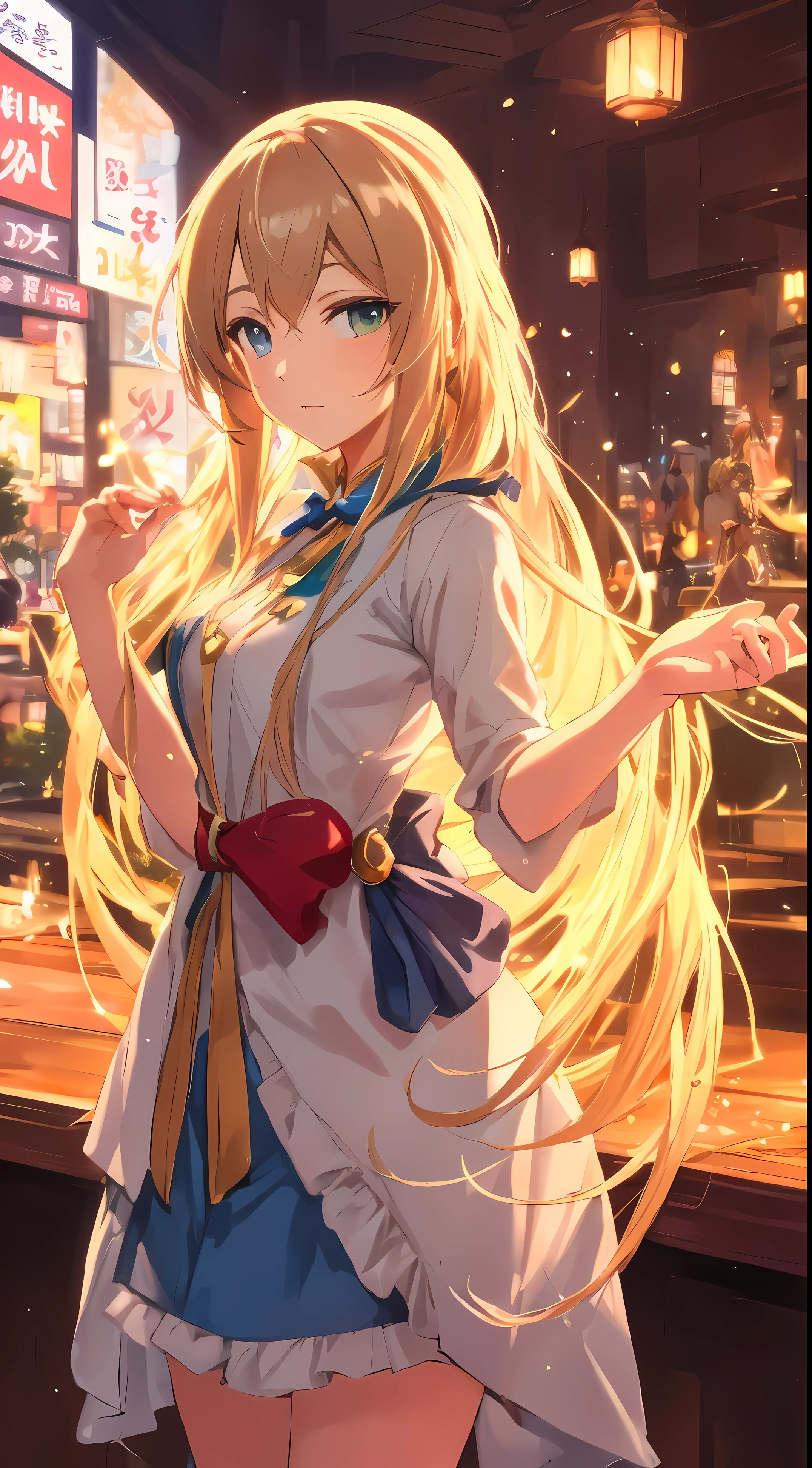 Long-haired blonde anime girl standing in front of the bar, blonde anime rapunzel girl, Anime art wallpaper 8 K, Anime art wallpaper 4k, Anime art wallpaper 4k, Anime style 4k, 4k anime wallpapers, Popular topics on artstation pixiv, up of young anime girl, anime rapunzel girl, Anime wallpaper 4k, Anime wallpaper 4k