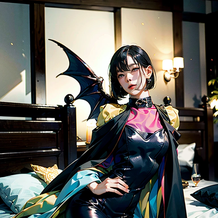 （A high resolution，tmasterpiece：1.2），full bodyesbian，((slender boy：0.7 ) in bed with demon mistress：1.8)，femdom：1.8，（（Dominating mistress，mistress on top，Mistress Dominating boy, mistress below boy helpless, mistress chocking neck boy, mistress leaning towards boy, boy touching crotch mistress:1.8）：1.2）, mistress is a mature woman, mistress ice blue pixie cut hair 。（电影灯光）