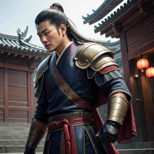 oriental、man in ancient chinese armor、ancient chinese hairstyle man、three kingdom、multiple warlords、top-quality、masterpiece、超A high resolution、(Photorealsitic:1.4)、Cinematic poster、Supporting role introduction