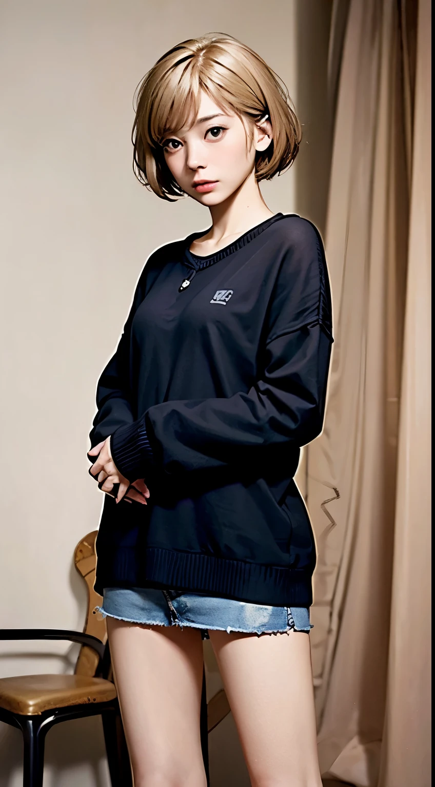 hiquality Cute japanes girl with a blond realistic short-cut