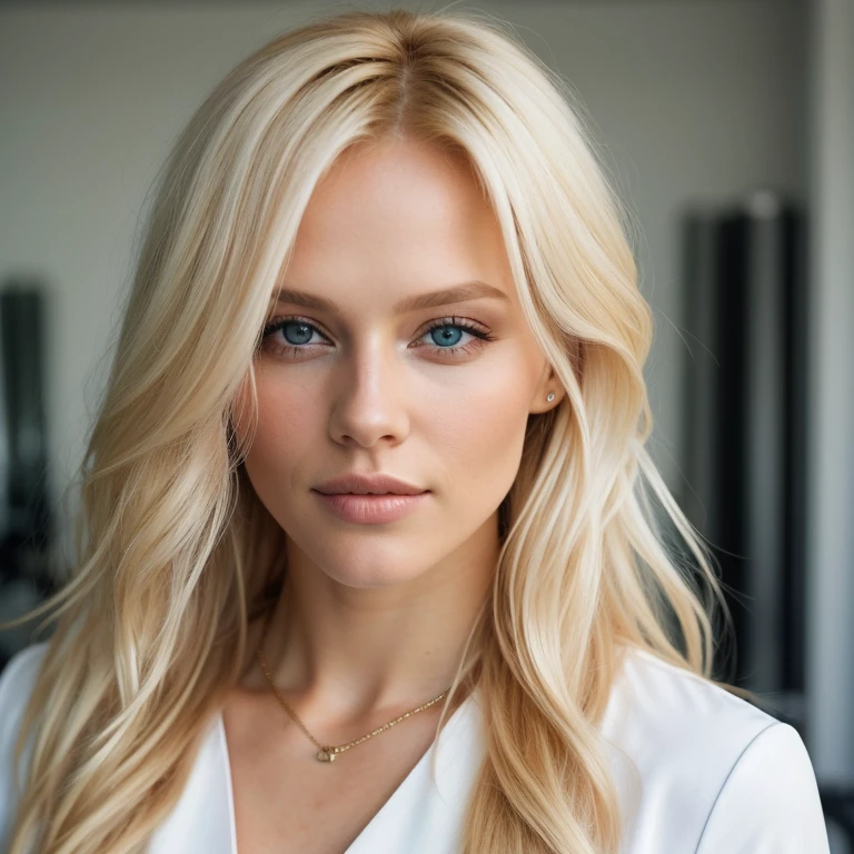 blond woman in a white folder posing for a picture, a portrait by Seb McKinnon, reddit, digital art, blonde goddess, beautiful blonde girl, gorgeous woman, dasha taran, beautiful blonde woman, , anna nikonova aka newmilky, instagram model, a gorgeous blonde, stunning woman, irina nordsol kuzmina, gorgeous female, sexy look at the camera, posing in a gym