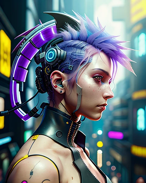 There was a woman wearing a headdress,Wearing a camera on his head, Hyper-realistic cyberpunk style, cyberpunk headset, Cyberpunk Style , Hyperrealistic, styled like ghost in the shell, muted cyberpunk style, Cyberpunk headdress, cyberpunk transhumanist, has cyberpunk style, Portrait of a cyberpunk machine, cyborg - girl, Show on the《cyberpunk 2077》Curly, Enhanced cyborgs