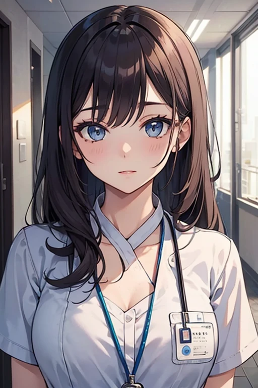 Beautiful Mature Woman、Neat face、nurse、hospitals、sideways Facing、greet
