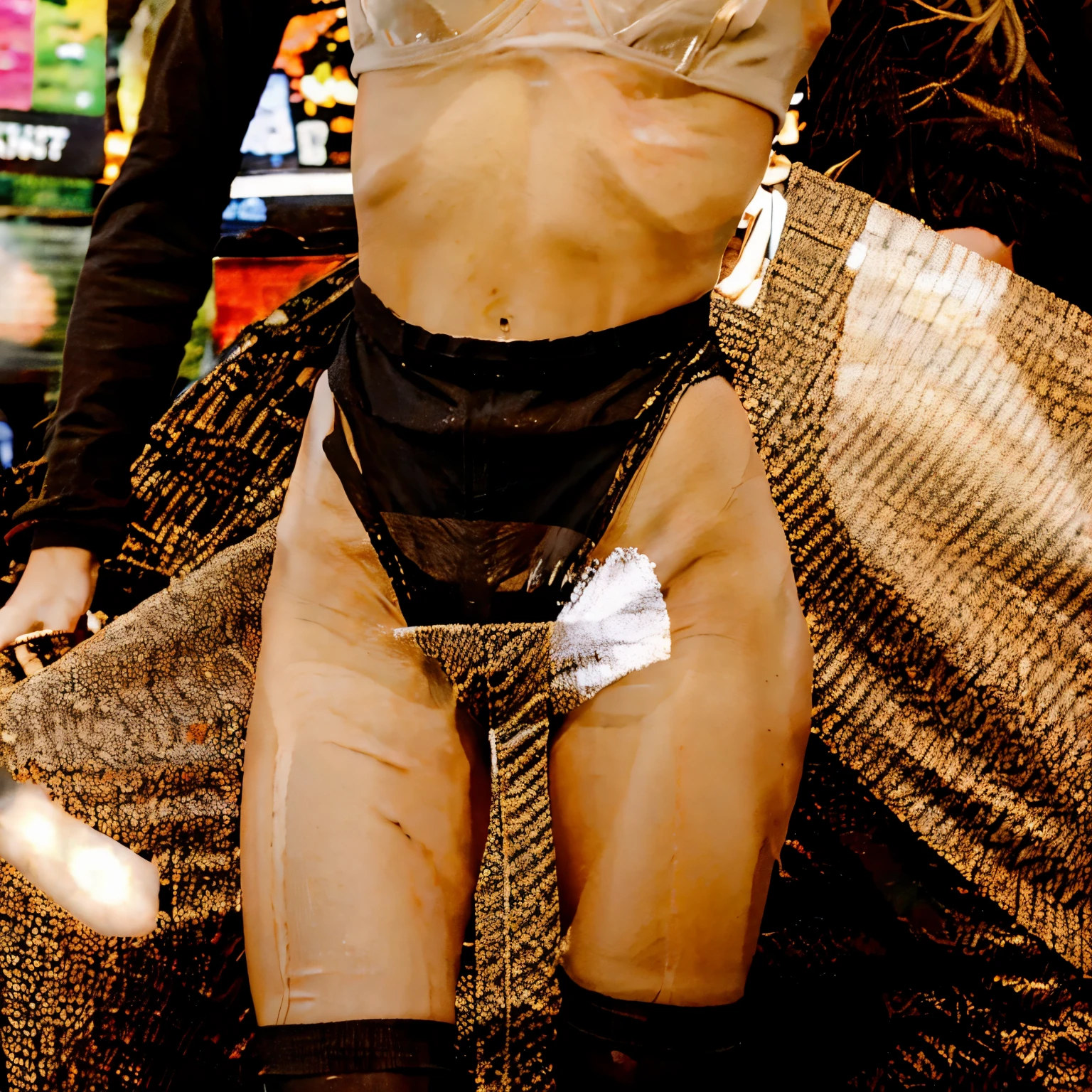 See-through clothes, long stockings, transparent clothes