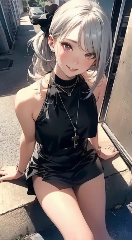 ベランダでBlowjobするメテオラ、Super detailed、Particles of light:0.5、Shiny and smooth skin texture、Put your hands on the railing、Beautiful Eyes、Silver Hair、Blue Eyes、Blowjob、Open your mouth and stick out your tongue、Natural Texture、Short Hair、、Mature slender beauty、Small breasts、Dignified face、、Breasts are visible when slouching、Licking the male genitalia with the tongue、hold the penis with one's hand、Small breasts、slight chest、Re:Meteora by CREATORS、Fantasy
