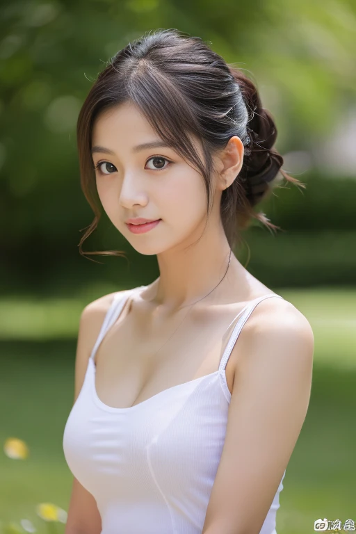 (12 years olhest groove, White tight tank top (10, RAW photo, bestquality, masterpiece: 1:1), (Realistic, ภาพRealistic: 1.37)