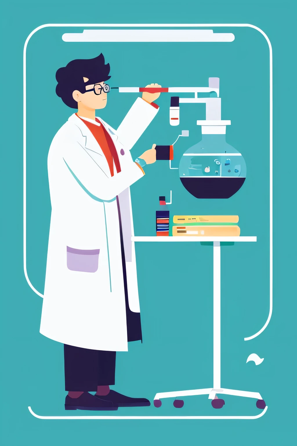 Flat illustration、scientist