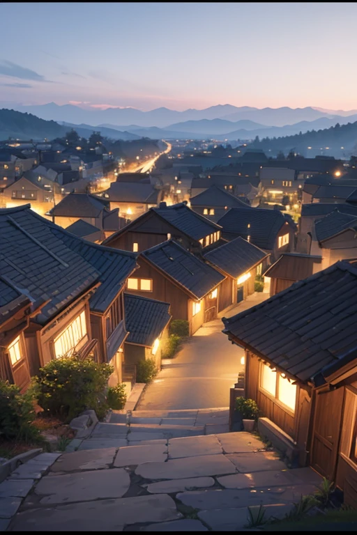 Night view of small village with windmills and houses, beautiful anime scenes, Anime countryside landscape, anime scene, night village background, howl\'s moving castle at night, anime backgrounds艺术, Anime landscapes, anime backgrounds, black clover screenshot, beautiful anime scenery, Anime landscapes概念艺术, screenshot from the anime film, tavern background