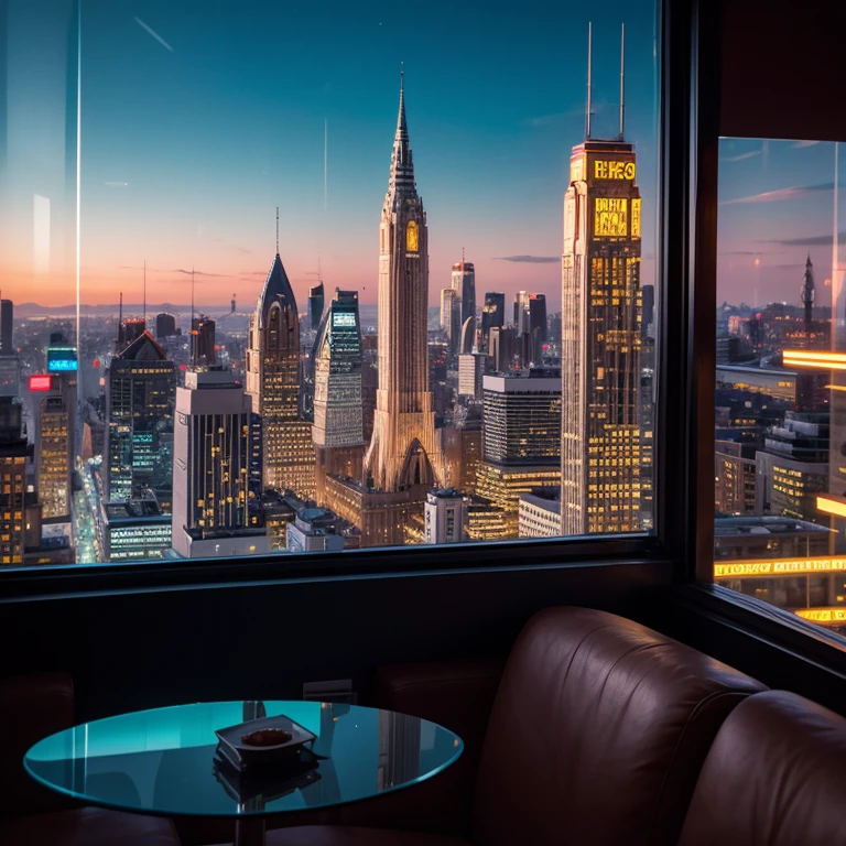 4k image from a 1960s science fiction film by Wes Anderson, Filme O Grande Hotel Budapeste, pastels colors, a retro window design, seen from inside a room from the inside out, an big city neon colors through a window at night, big city retro futuristic neon at night, blade runner style, Retro-futuristic , Luz Natural, futurista estranho, photo-realistic, Sharp background details, photography blur effect, depth of field, city blurred