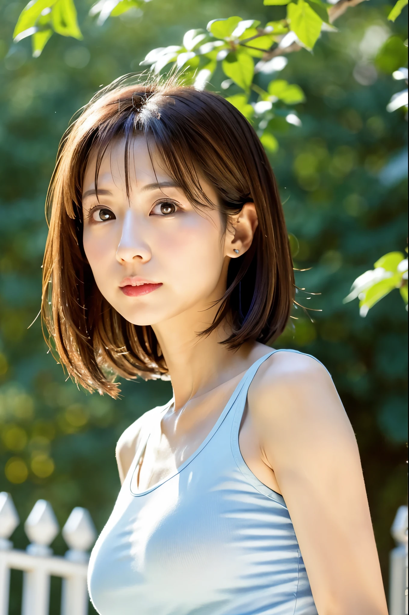(High reality photograph, high resolusion, detailed face, detailed eyes), Japanese lady, 40 years old, various face expression, solo:1, skinny figure, medium breasts, emphasizing very thin waist, various hair style, white leotard, full-body photo