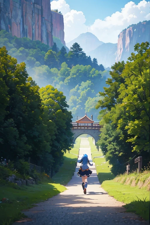 一个女人和一个男人在公园散步的anime scene, Running anime girl, Today’s recommended anime is still, in the anime film, konosuba, anime scene, konosuba anime style, screenshot from the anime film, TV animation stills, town in background, Official animation stills, anime movie scene, beautiful anime scenes