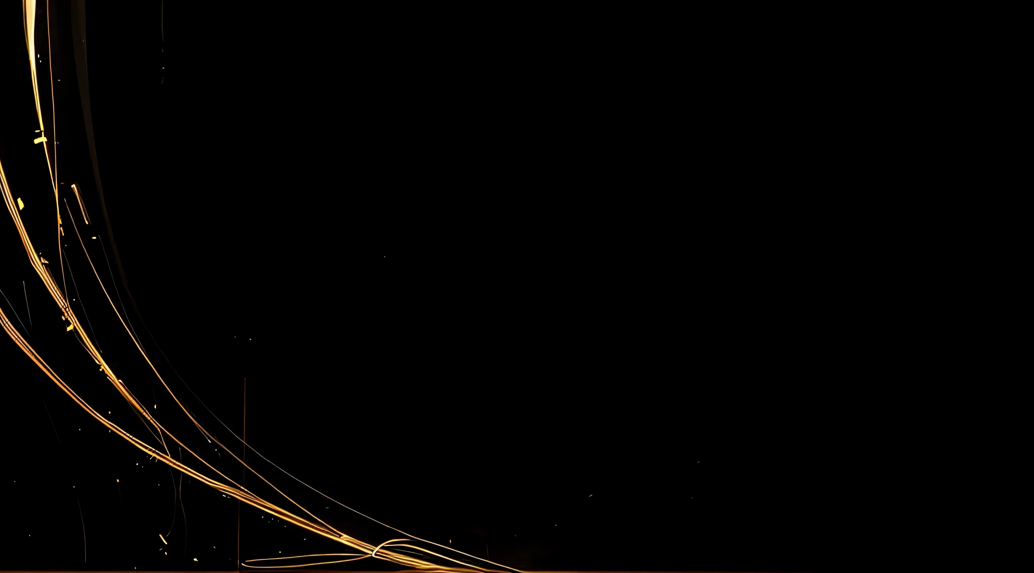 flashy modern background, Light-emitting wires, illuminated Light-emitting wires, Connect luminous tube 8k, glowing thin wires, Glowing Thin Line, thin glowing wires, glowing wires, neon light background, black and gold thread, Glowing background lighting, golden curve composition, complex light rays, golden curve structure