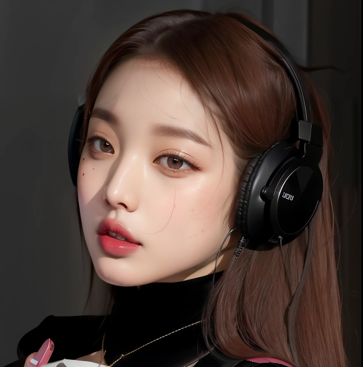 arafed woman with fones de ouvido na cabeça on looking at the camera, with fones de ouvido na cabeça, com fones de ouvido, Ulzzang, jossi do blackpink, jennie blackpink, coreana, portrait of jossi do blackpink, wearing black fones de ouvido na cabeça, Dom Yunjoo, foto de perfil headshot, fones de ouvido na cabeça, wearing fones de ouvido na cabeça, Jinyoung Canela, Heonhwa Choe, com rosto redondo, Jaeyeon Nam
