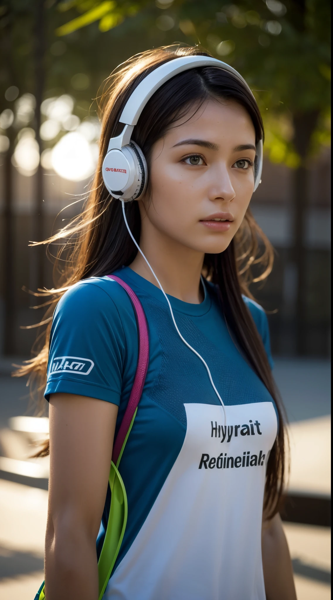dressed, (photo realistic:1.4), (hyper realistic:1.4), (realistic:1.3), (smoother lighting:1.05), (increase cinematic lighting quality:0.9), 32K, 1girl,20yo girl, realistic lighting, backlighting, light on face, ray trace, (brightening light:1.2), (Increase quality:1.4), (best quality real texture skin:1.4), finely detailed eyes, finely detailed face, finely quality eyes, (tired and sleepy and satisfied:0.0), face closeup, t-shirts with headphones, (Increase body line mood:1.1), (Increase skin texture beauty:1.1)